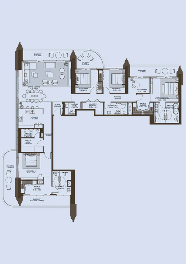 4 bedroom Apartment - Floor 1