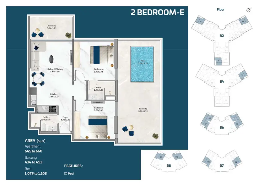 2 bedrooms Apartments - Floor 2